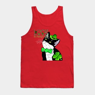 Happy St Patrick's Day from Cute Tuxedo Cat Copyright TeAnne Tank Top